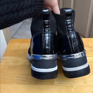 Michael Kors Black and Silver High-Top Sneakers